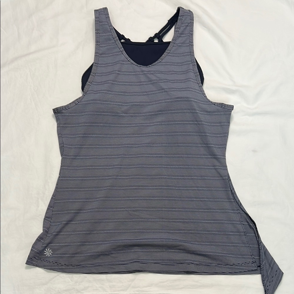 Athleta Sheer Max Out Tank Top w/Bra Size XS Blue